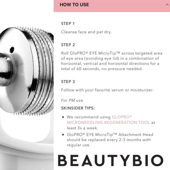 NIB GloPRO EYE MicroTip Attachment for BeautyBio Microneedling Tool - NEW IN BOX - Picture 10 of 12